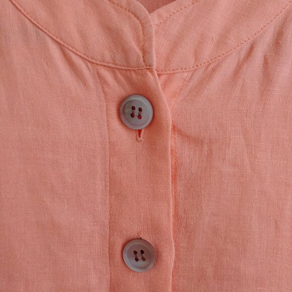 J Jill 100% linen soft orange cantaloupe embroidered tunic top button down Large - Picture 4 of 16